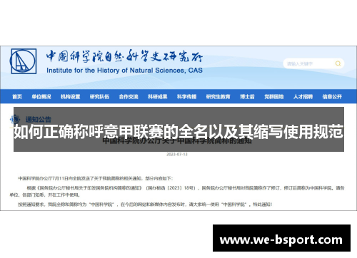 如何正确称呼意甲联赛的全名以及其缩写使用规范