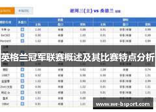 英格兰冠军联赛概述及其比赛特点分析