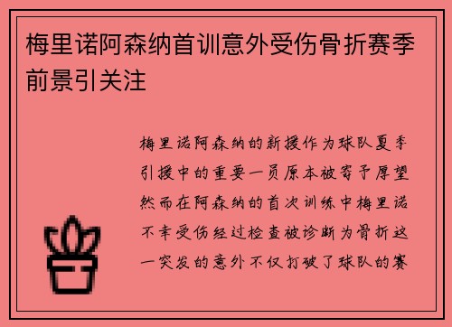 梅里诺阿森纳首训意外受伤骨折赛季前景引关注